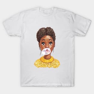 Afro-Amrican girl with chewing gum T-Shirt